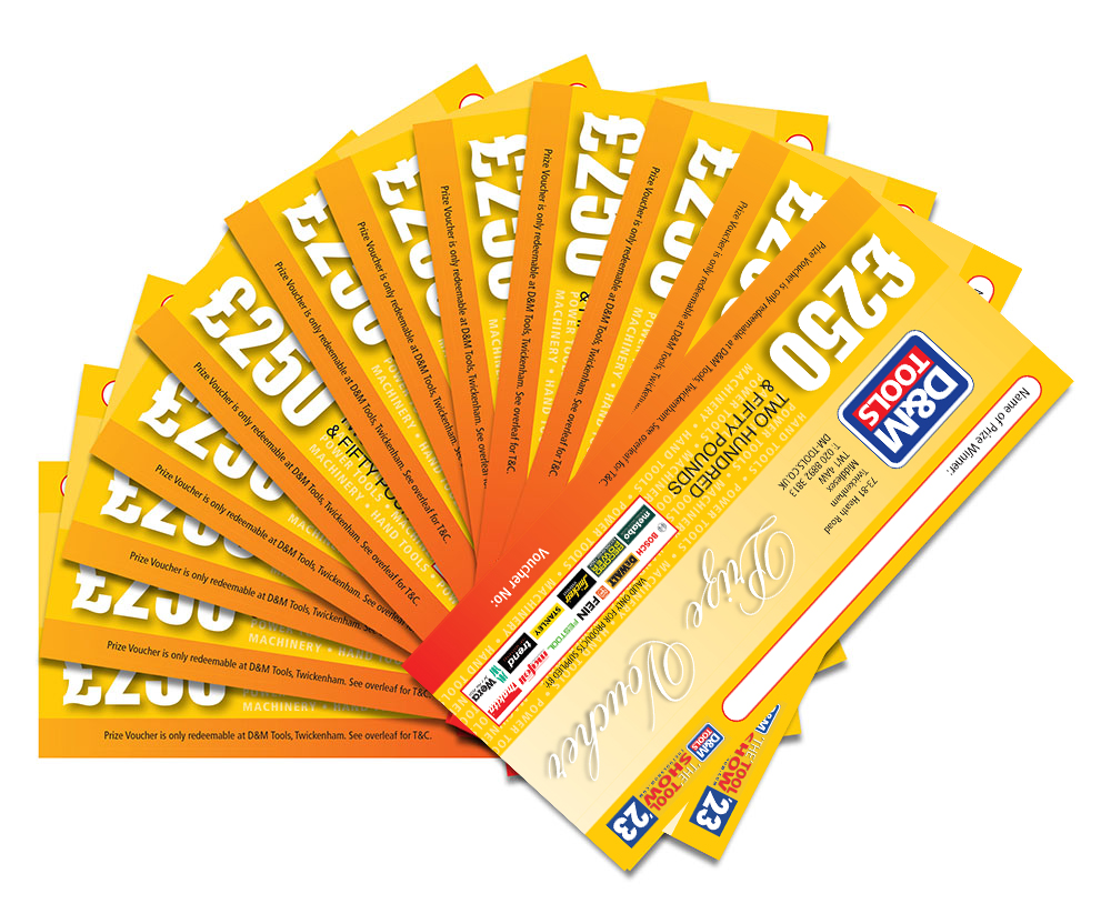 12 x £250 Vouchers to be won